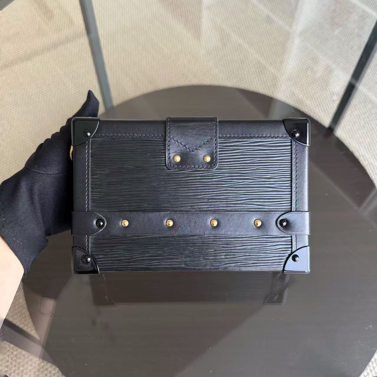Petite Malle - Sac bandoulière en cuir noir EPI - Kovancy
