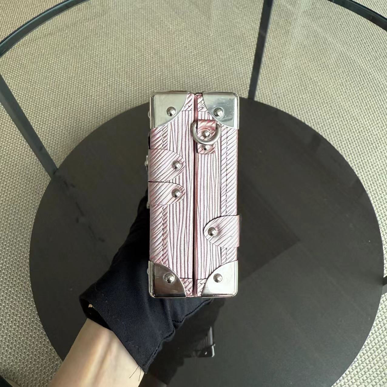 Petite Malle Métallisé Or Rose Epi Quincaillerie Argent - Kovancy