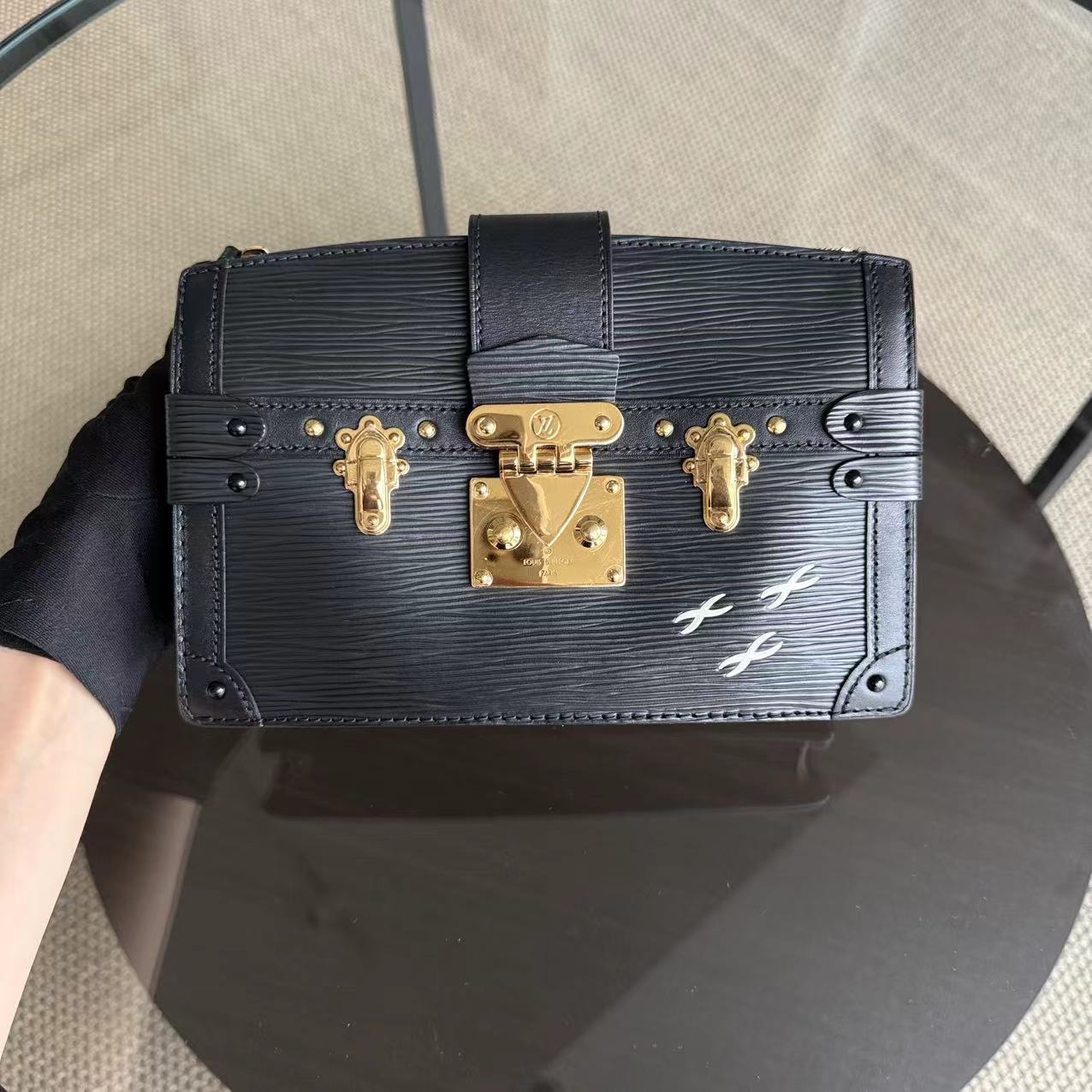 Kovancy - Pochette Malle - Cuir EPI Noir Quincaillerie Or