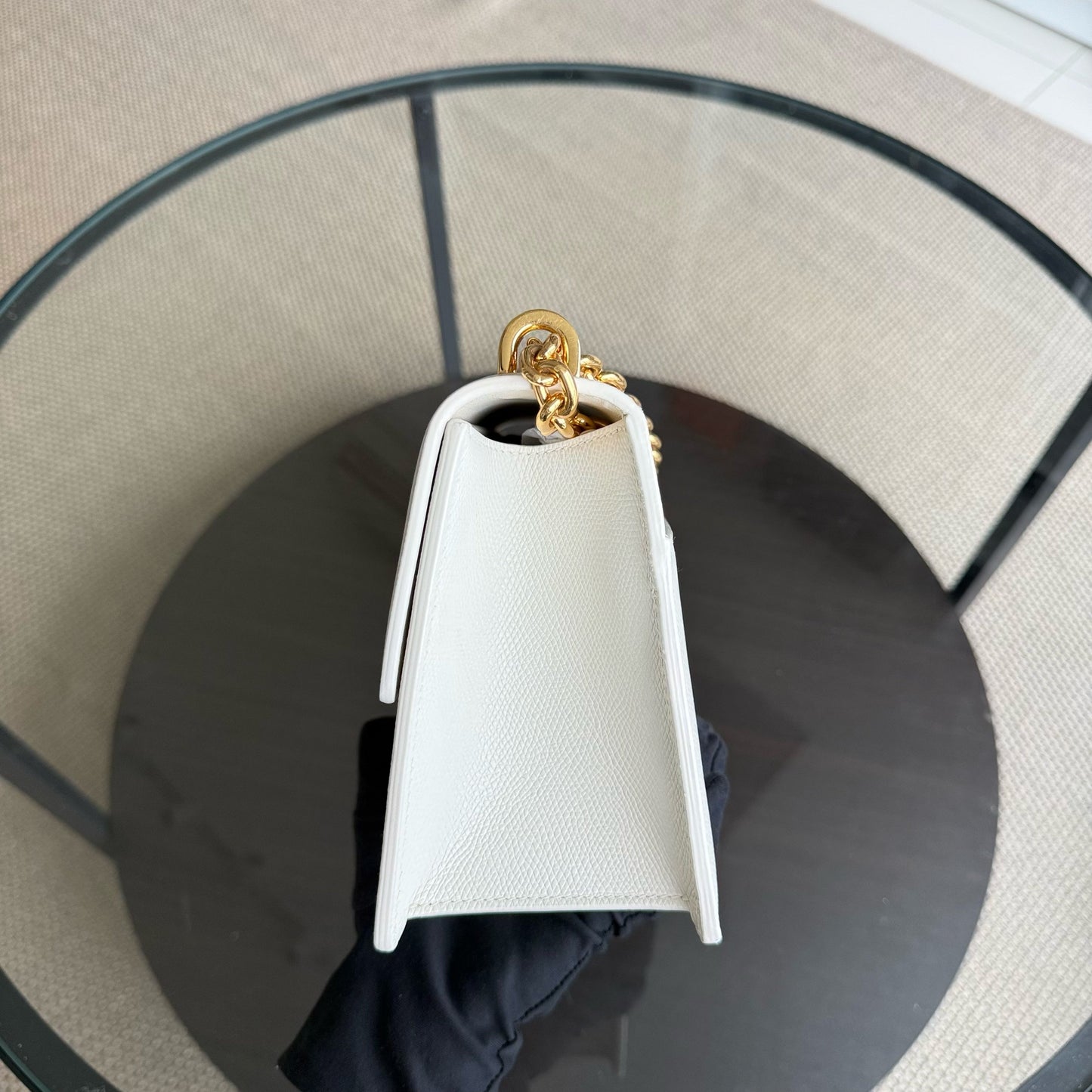 Chaîne Dior 30 Montaigne - Cuir de veau grainé, accastillage en or blanc