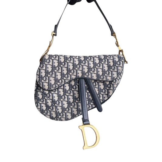 Sac Dior Saddle Medium - Toile oblique, accessoires dorés