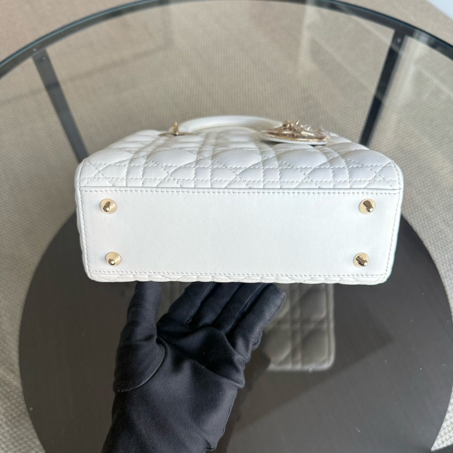 Dior MyABC Lady Petit - Cuir d'agneau Cannage blanc, quincaillerie dorée