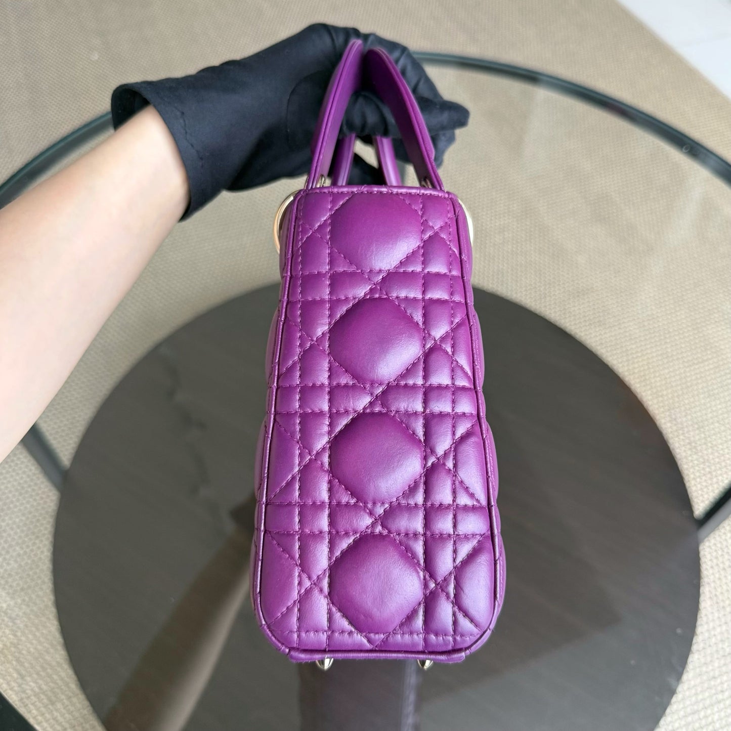 Lady Petit ABC - Cuir d'agneau Cannage violet et matériel doré MyABC — Kovancy