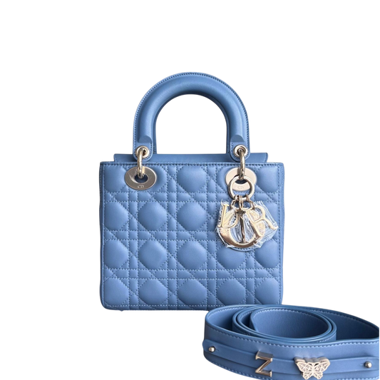 Dior Lady Petit rabat ABC - Cuir d'agneau Cannage bleu, quincaillerie dorée MyABC