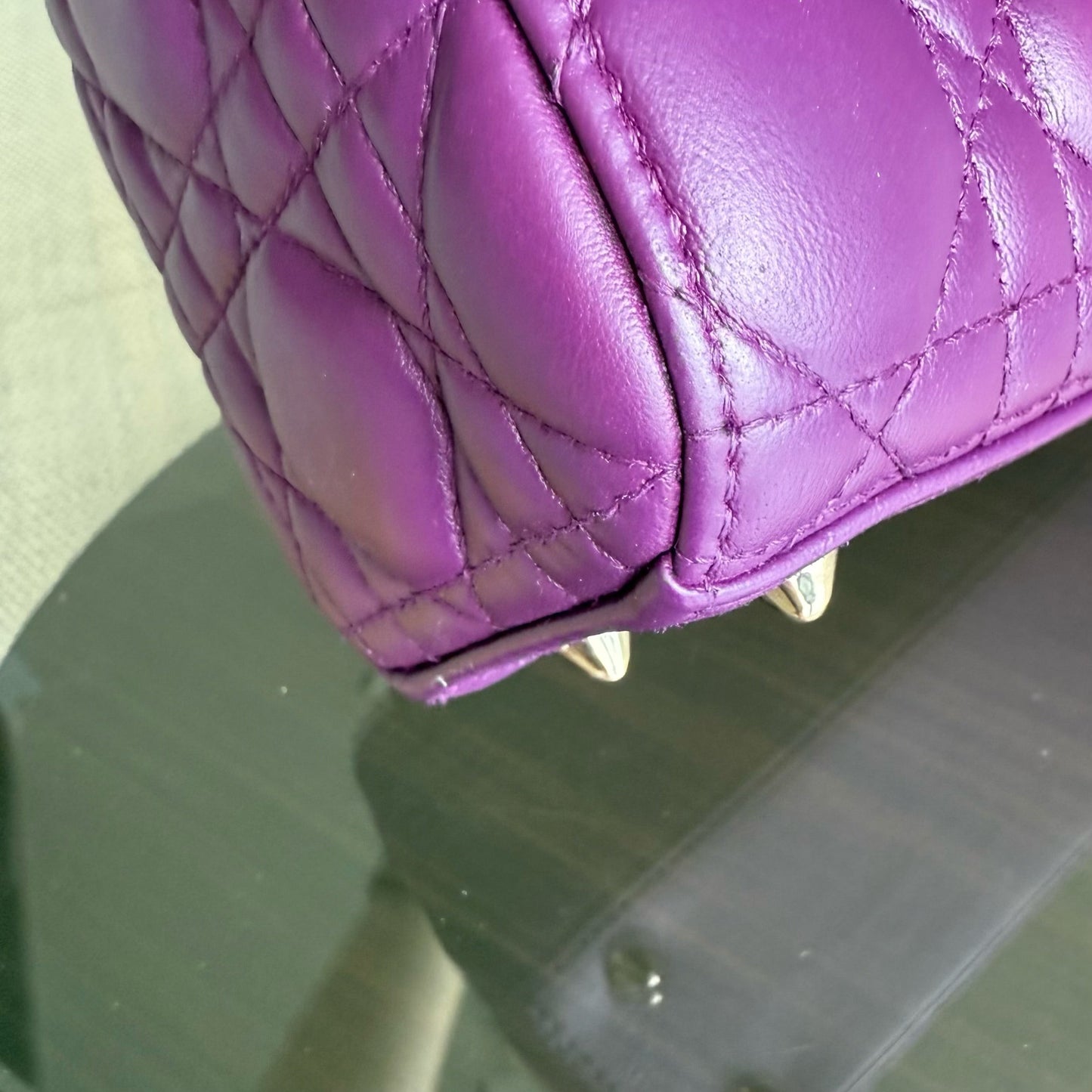 Lady Petit ABC - Cuir d'agneau Cannage violet et matériel doré MyABC — Kovancy