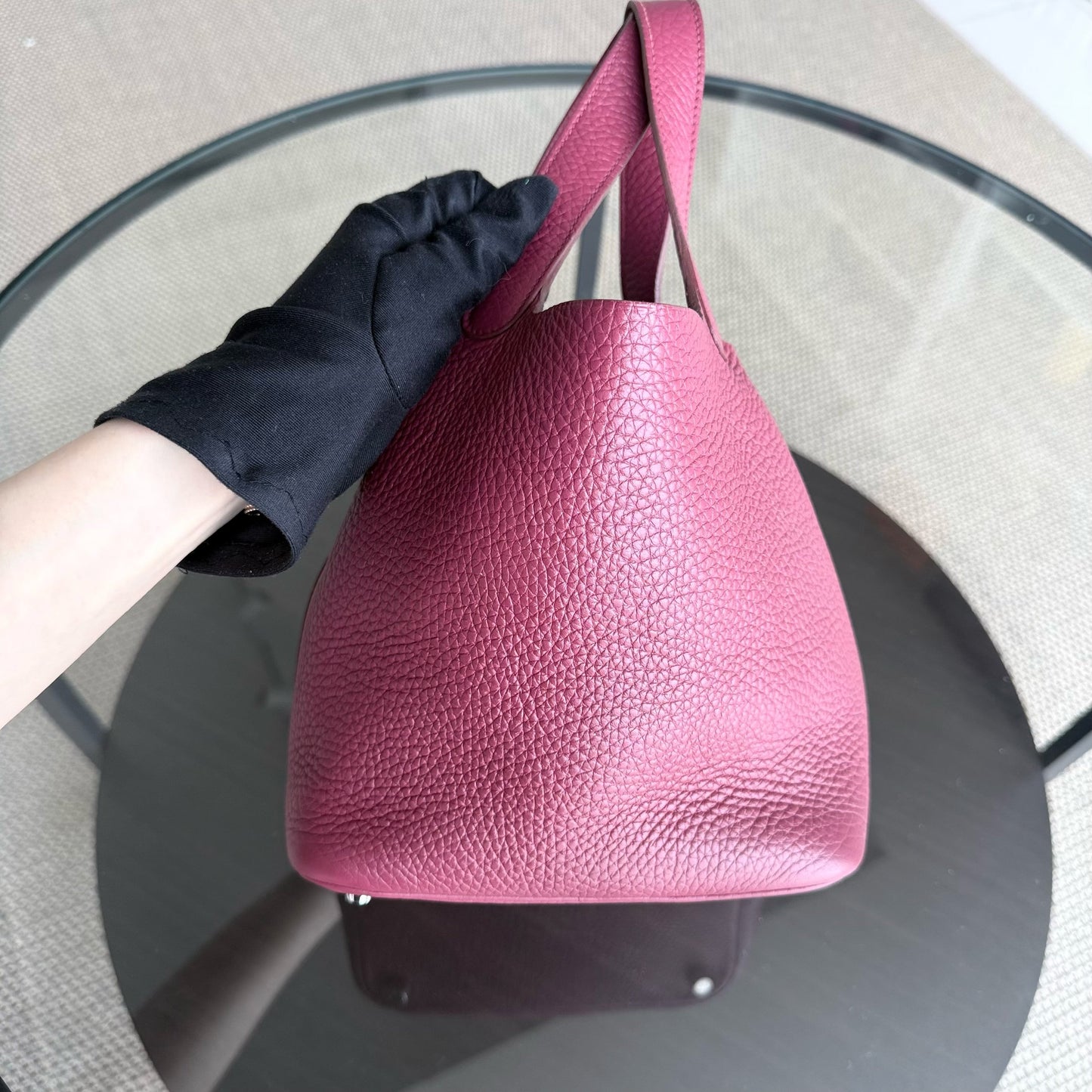 Picotin 18 - TC Clémence Cuir Bordeaux Quincaillerie Argentée — Kovancy