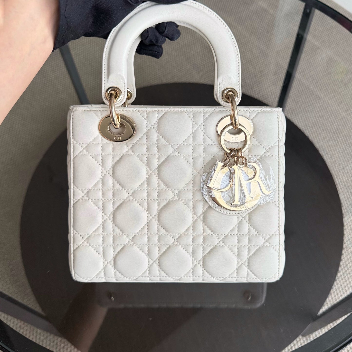 Dior MyABC Lady Petit - Cuir d'agneau Cannage blanc, quincaillerie dorée