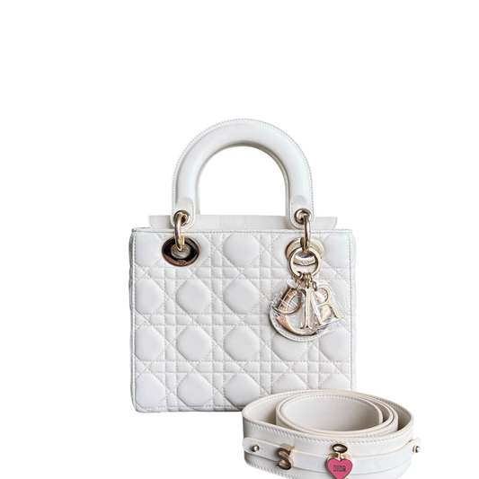 Dior MyABC Lady Petit - Cuir d'agneau Cannage blanc, quincaillerie dorée