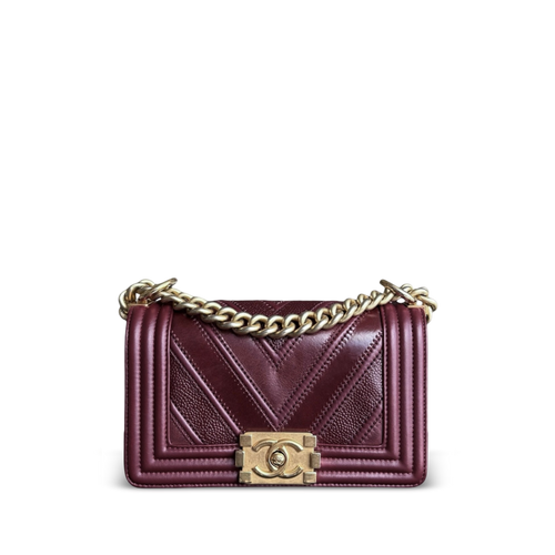 Chanel Boy Petit 20CM Chevron Tri-skin Veau Bordeaux GHW No 22