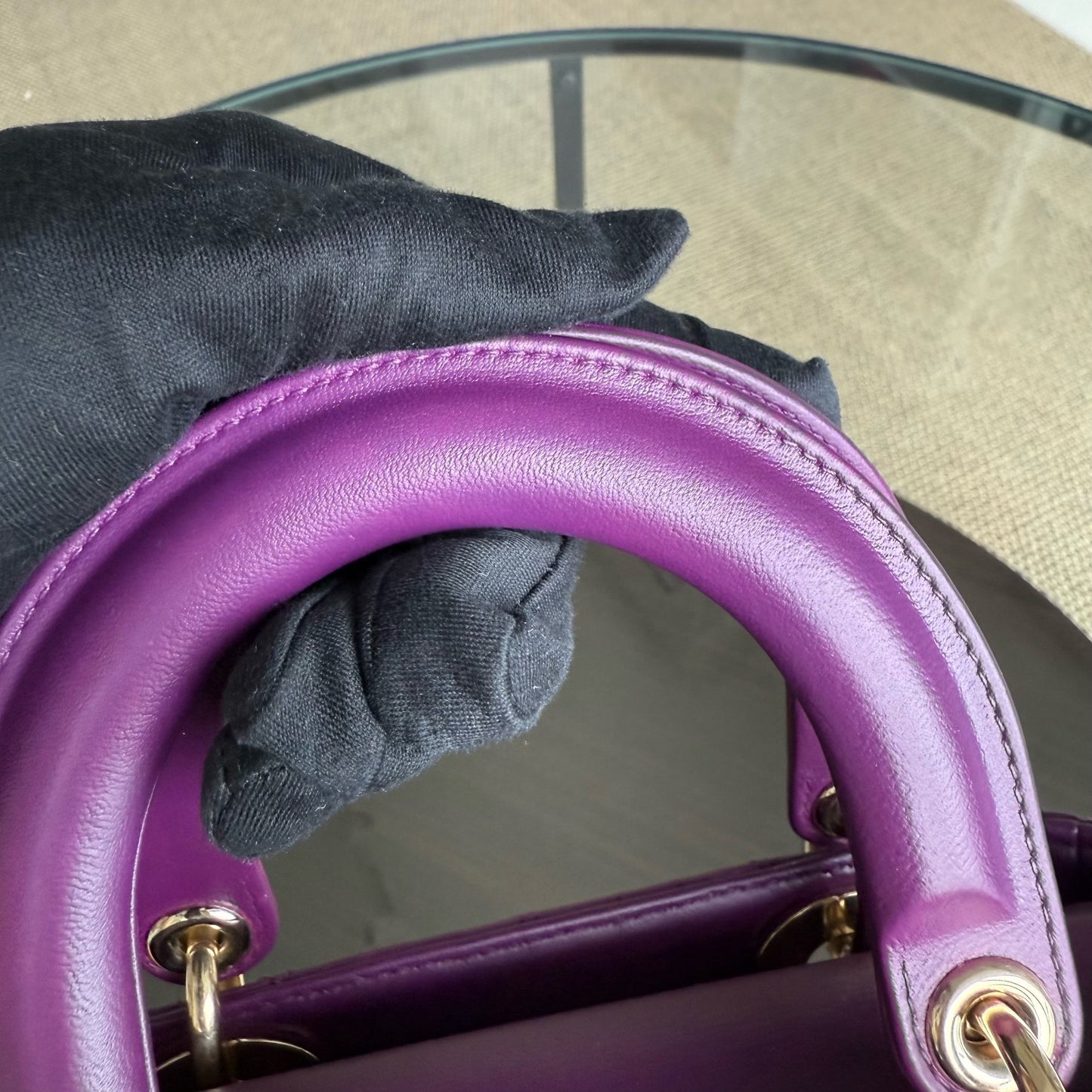 Lady Petit ABC - Cuir d'agneau Cannage violet et matériel doré MyABC — Kovancy