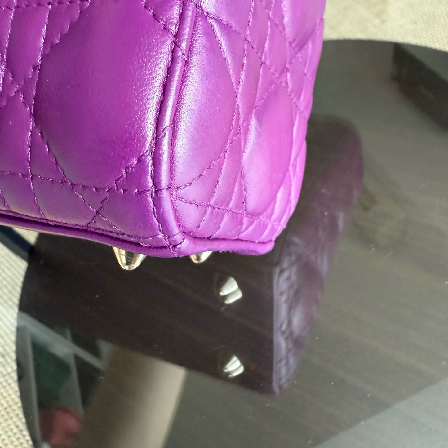 Lady Petit ABC - Cuir d'agneau Cannage violet et matériel doré MyABC — Kovancy