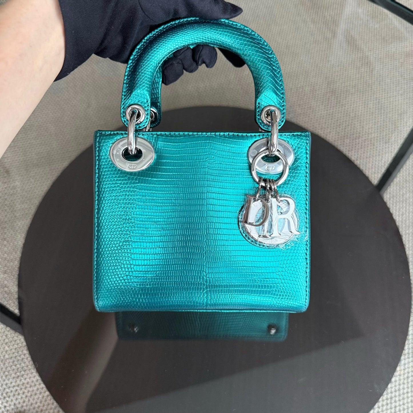 Lady Mini - Couleur vert lézard exotique, finitions argentées — Kovancy