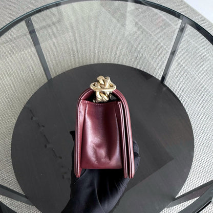 Chanel Boy Petit 20CM Chevron Tri-skin Veau Bordeaux GHW No 22