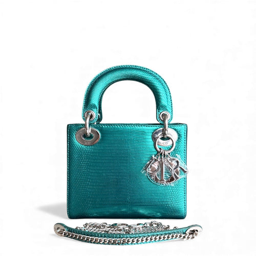 Lady Mini - Couleur vert lézard exotique, finitions argentées — Kovancy