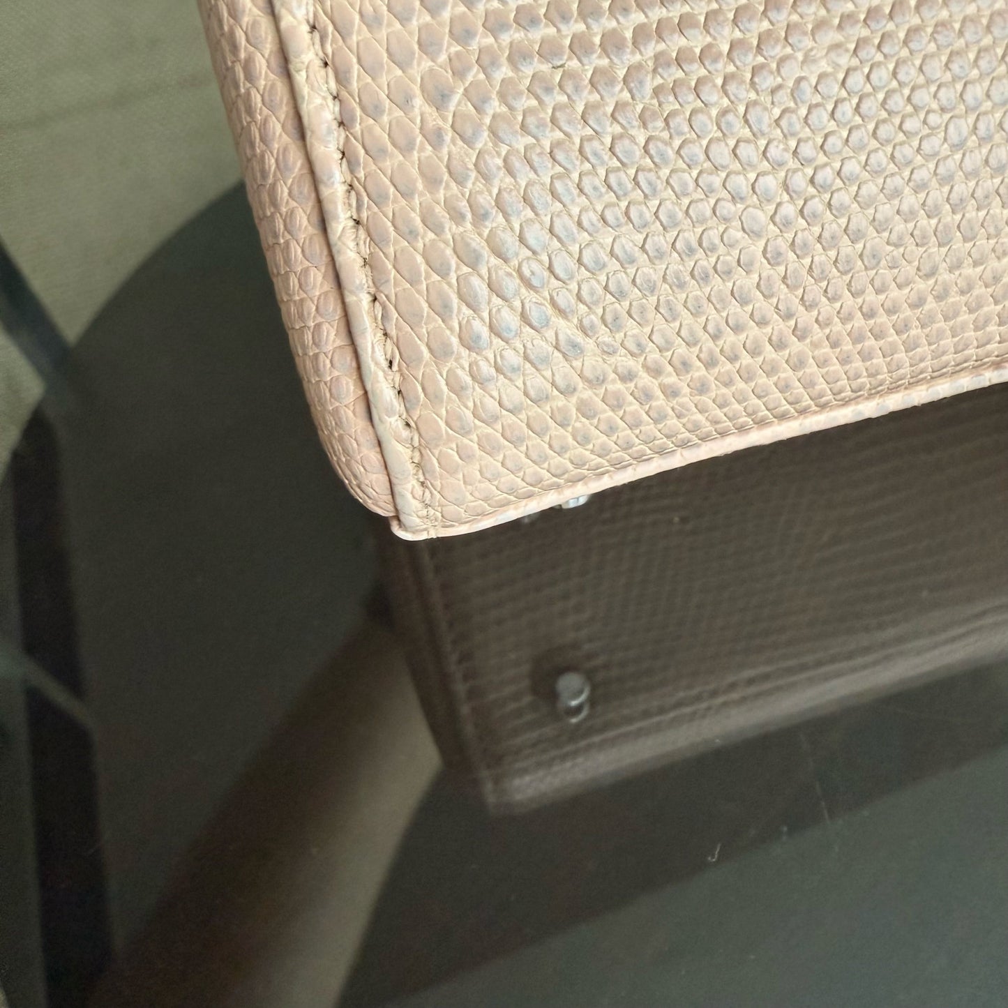 Lady Mini - Couleur beige lézard exotique, finitions argentées — Kovancy