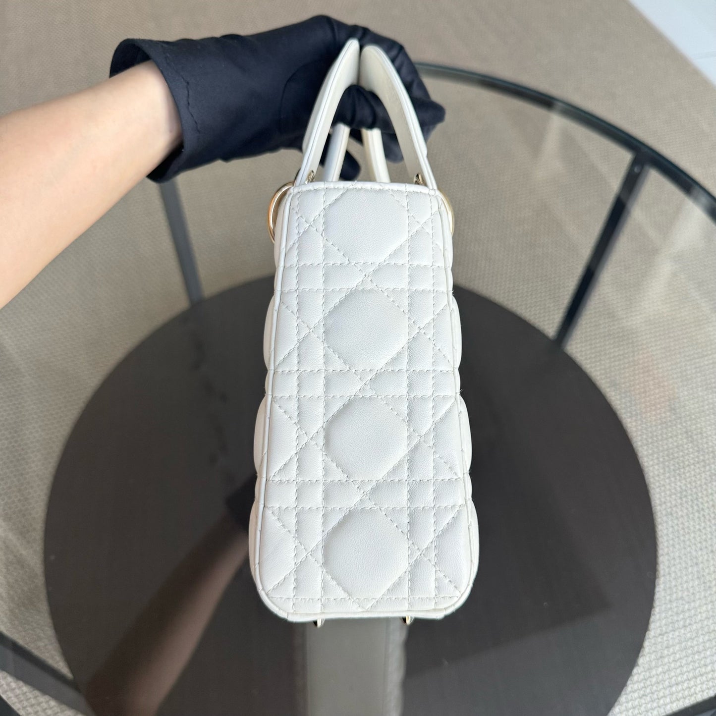 Dior MyABC Lady Petit - Cuir d'agneau Cannage blanc, quincaillerie dorée