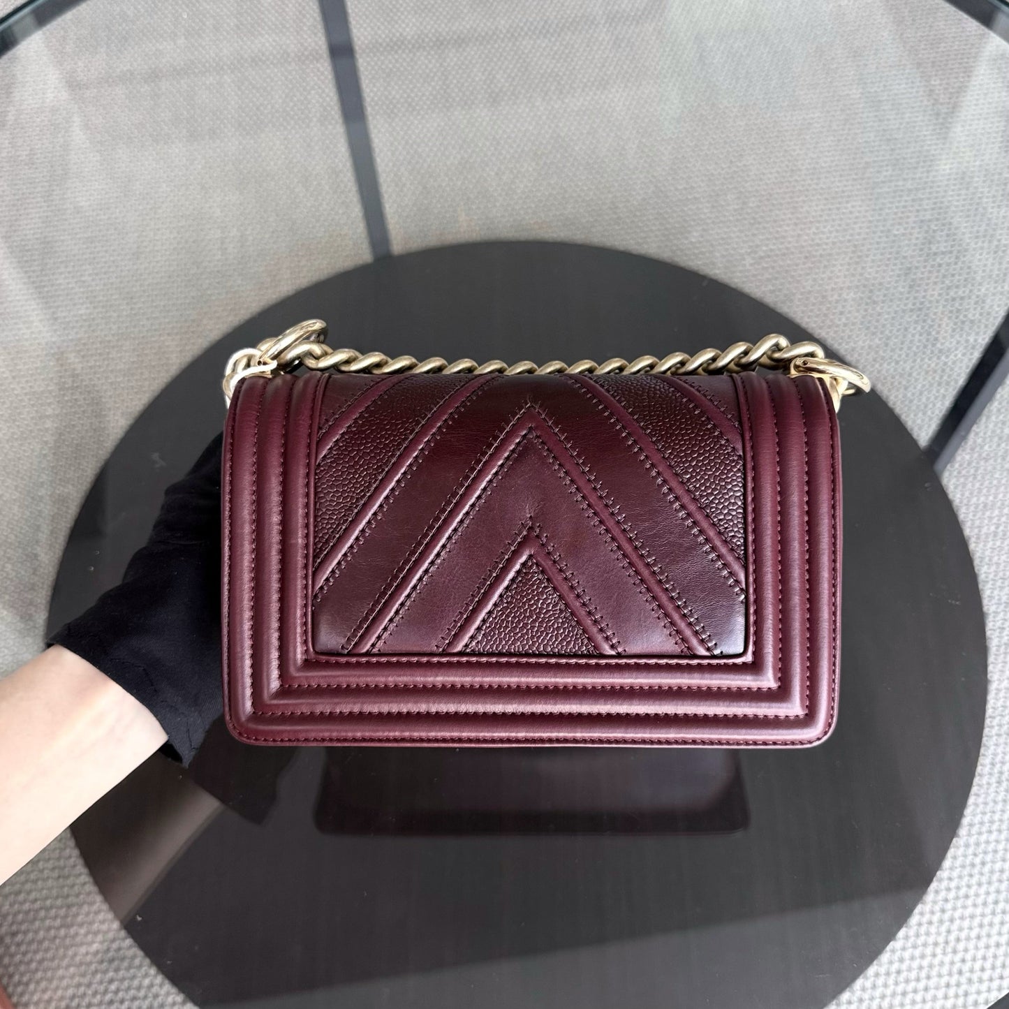 Chanel Boy Petit 20CM Chevron Tri-skin Veau Bordeaux GHW No 22