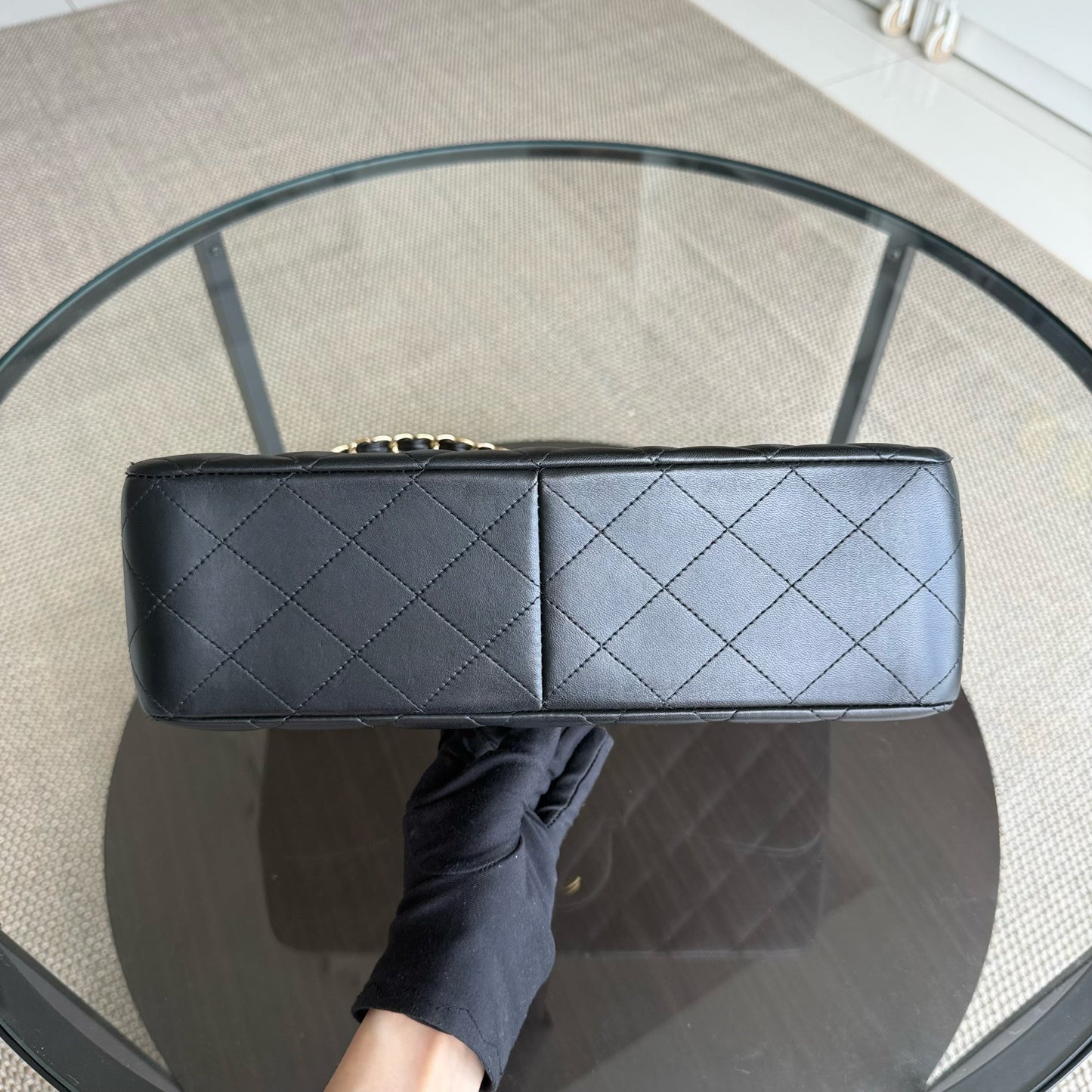 Chanel Classic Flap Jumbo - 30CM simple rabat en cuir d'agneau matelassé noir matériel doré Series 14