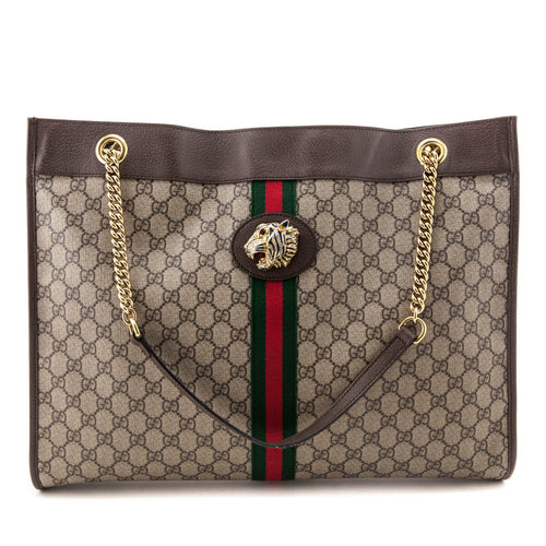Gucci Beige GG Supreme Monogram Large Rajah Chain Tote