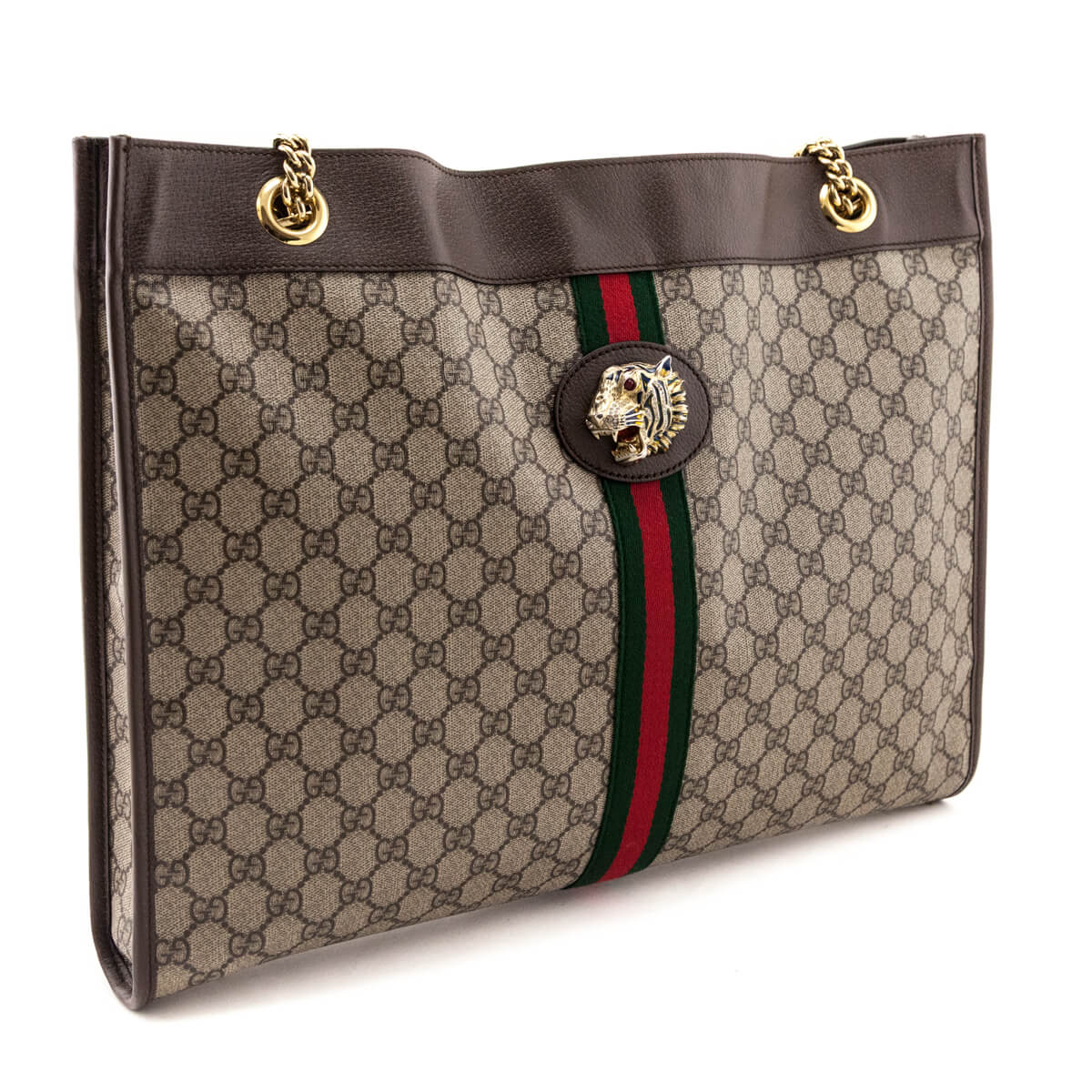 Gucci Beige GG Supreme Monogram Large Rajah Chain Tote