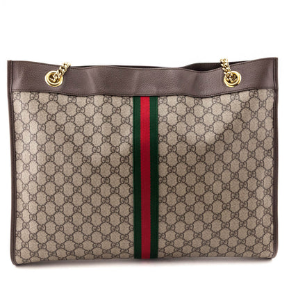 Gucci Beige GG Supreme Monogram Large Rajah Chain Tote