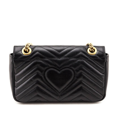 Gucci Black Calfskin Matelasse Small GG Marmont Shoulder Bag