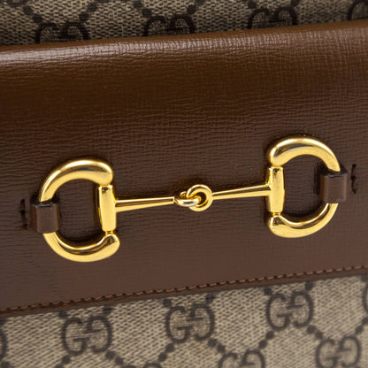 Gucci Brown GG Supreme Monogram Small Horsebit 1955 Shoulder Bag