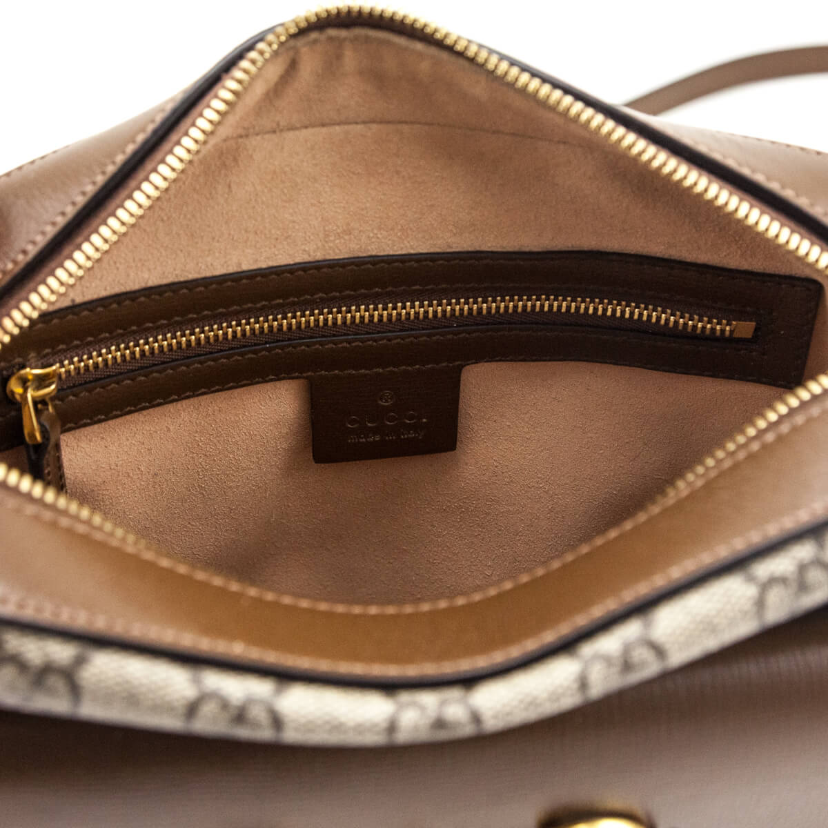 Gucci Brown GG Supreme Monogram Small Horsebit 1955 Shoulder Bag