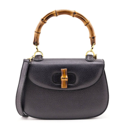 Gucci Gray Grained Calfskin Bamboo