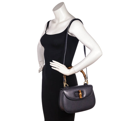 Gucci Gray Grained Calfskin Bamboo