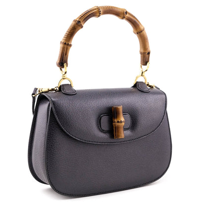 Gucci Gray Grained Calfskin Bamboo