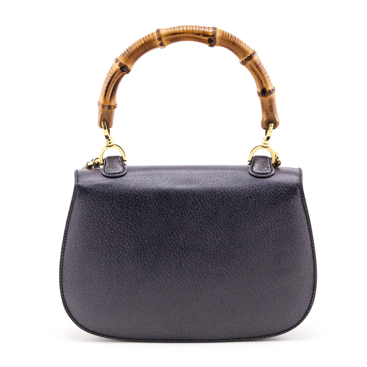 Gray Grained Calfskin Bamboo Top Handle Bag — Kovancy