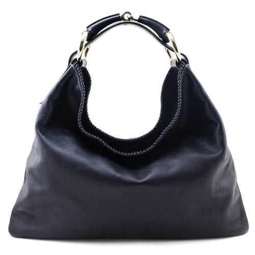 Navy Horsebit Large Hobo — Kovancy