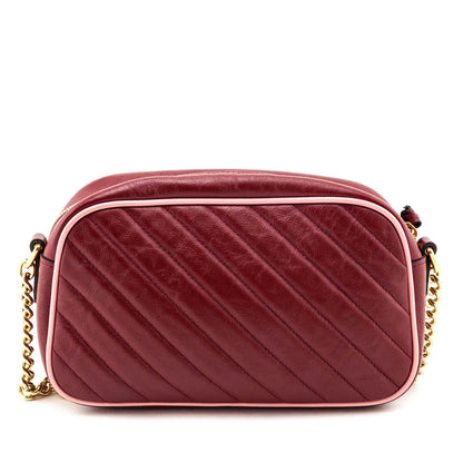 Gucci New Cherry & Wild Rose Matelasse Diagonal Small Torchon GG Marmont Chain Shoulder Bag