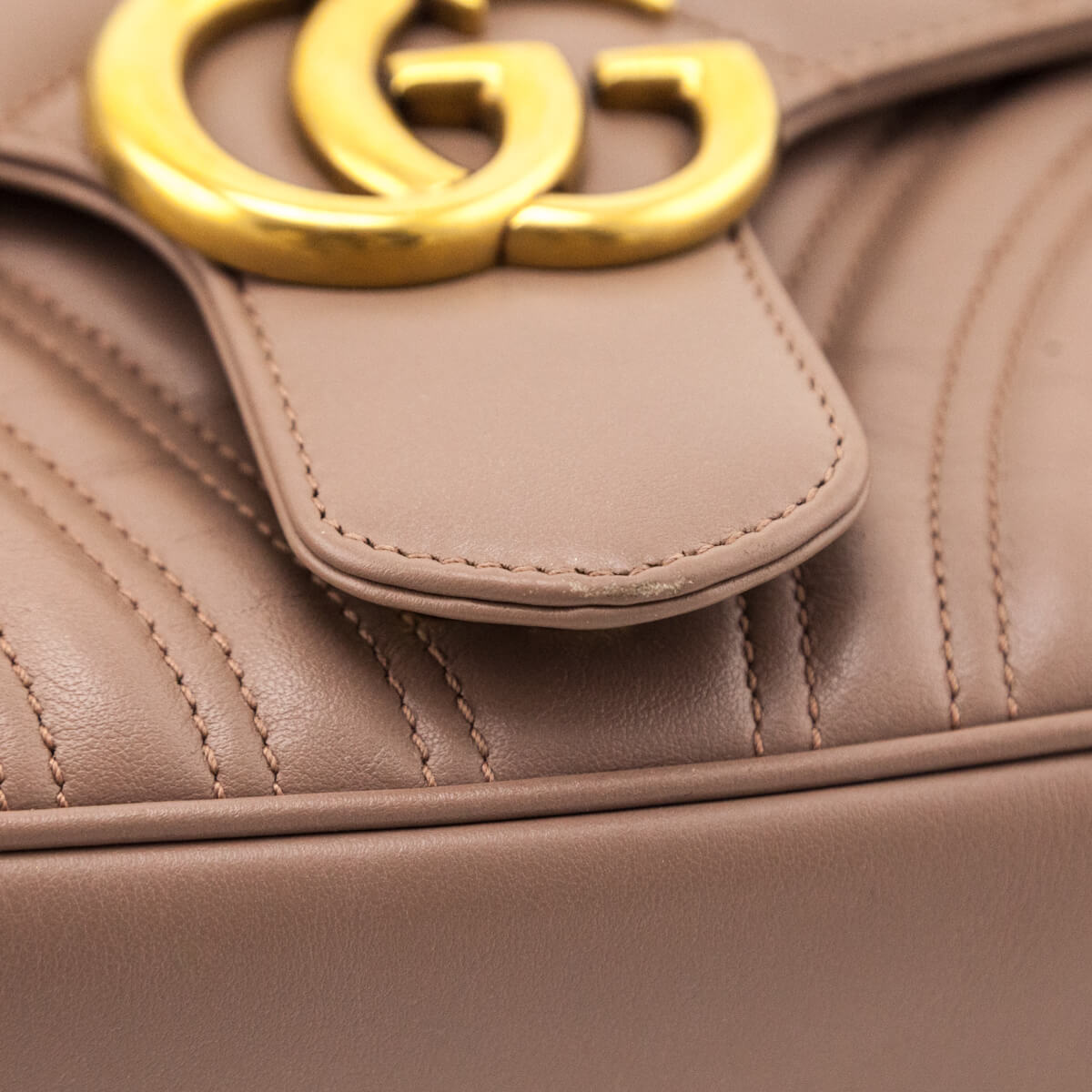 Gucci Porcelain Rose Calfskin Matelasse Small GG Marmont Shoulder Bag