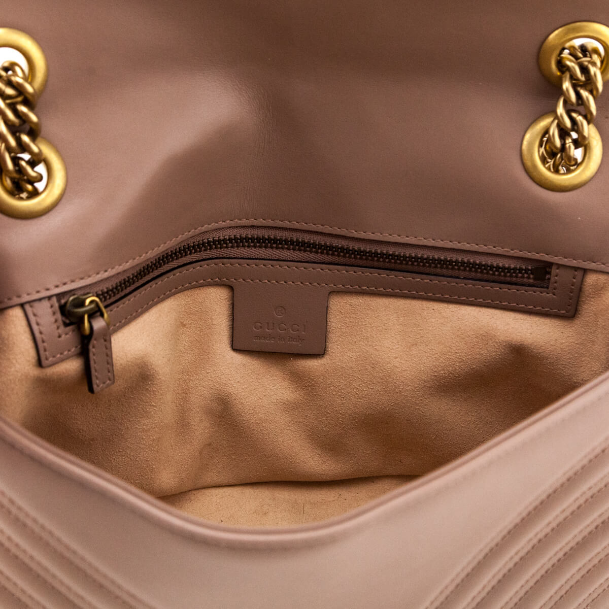 Gucci Porcelain Rose Calfskin Matelasse Small GG Marmont Shoulder Bag