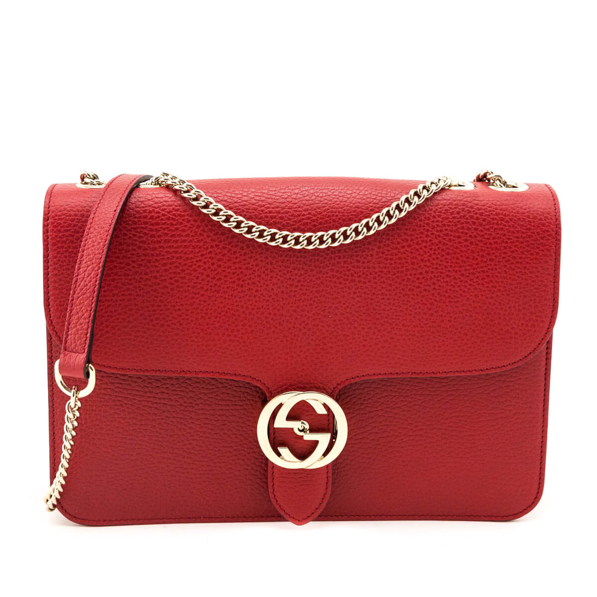 Red Dollar Calfskin Interlocking G Shoulder Bag — Kovancy