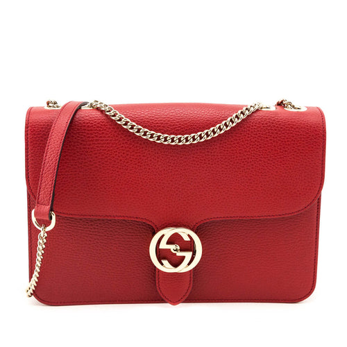 Red Dollar Calfskin Interlocking G Shoulder Bag — Kovancy
