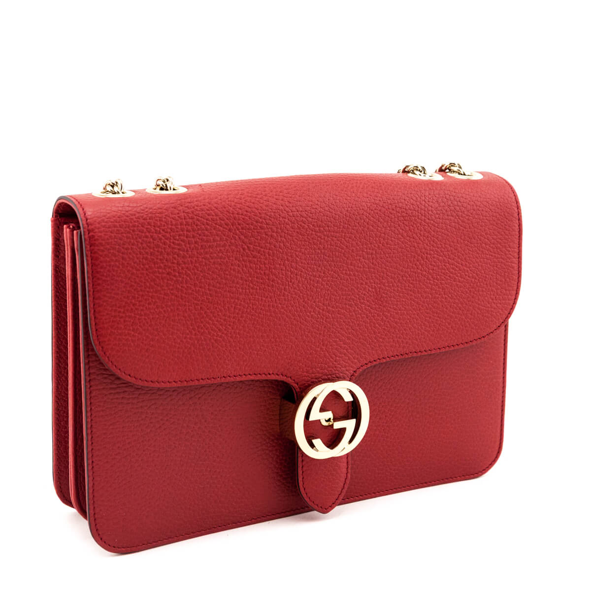 Red Dollar Calfskin Interlocking G Shoulder Bag — Kovancy