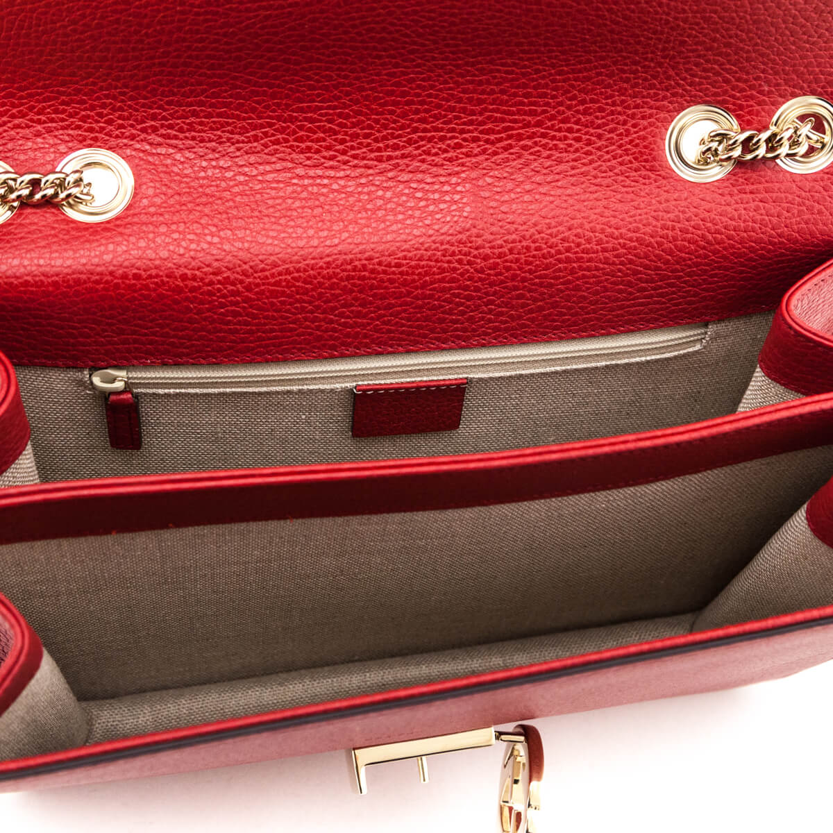 Red Dollar Calfskin Interlocking G Shoulder Bag — Kovancy