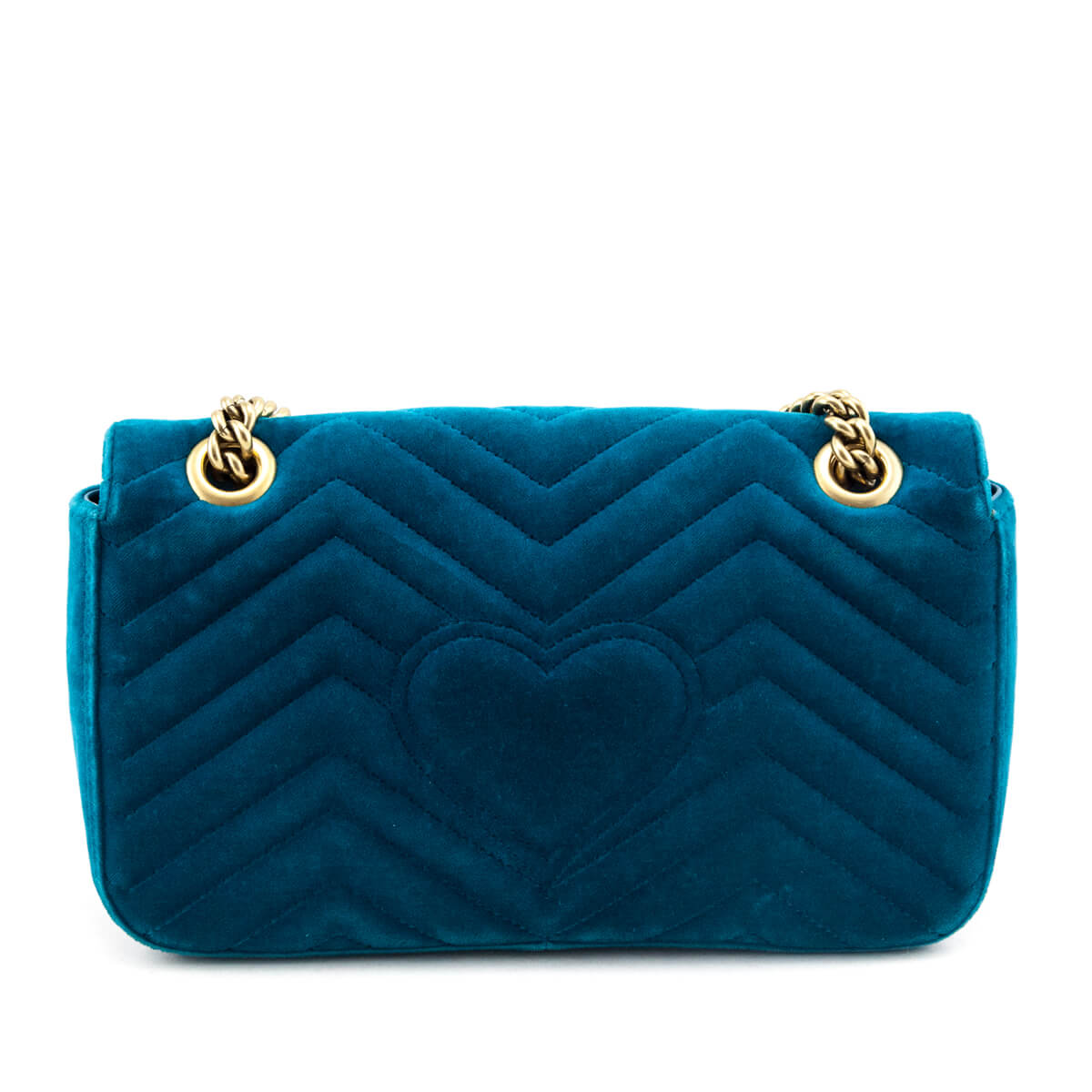 Teal Velvet Matelasse Small GG Marmont Shoulder Bag — Kovancy