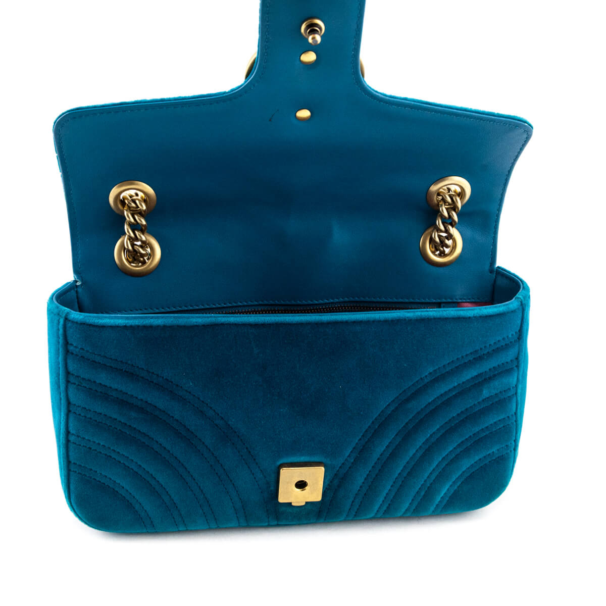 Teal Velvet Matelasse Small GG Marmont Shoulder Bag — Kovancy