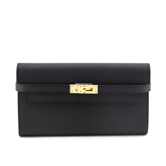 Hermes Black Epsom Kelly Longue Wallet