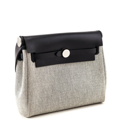 Hermes Ecru Black Military Toile Vache Hunter Herbag Zip Retourne 20