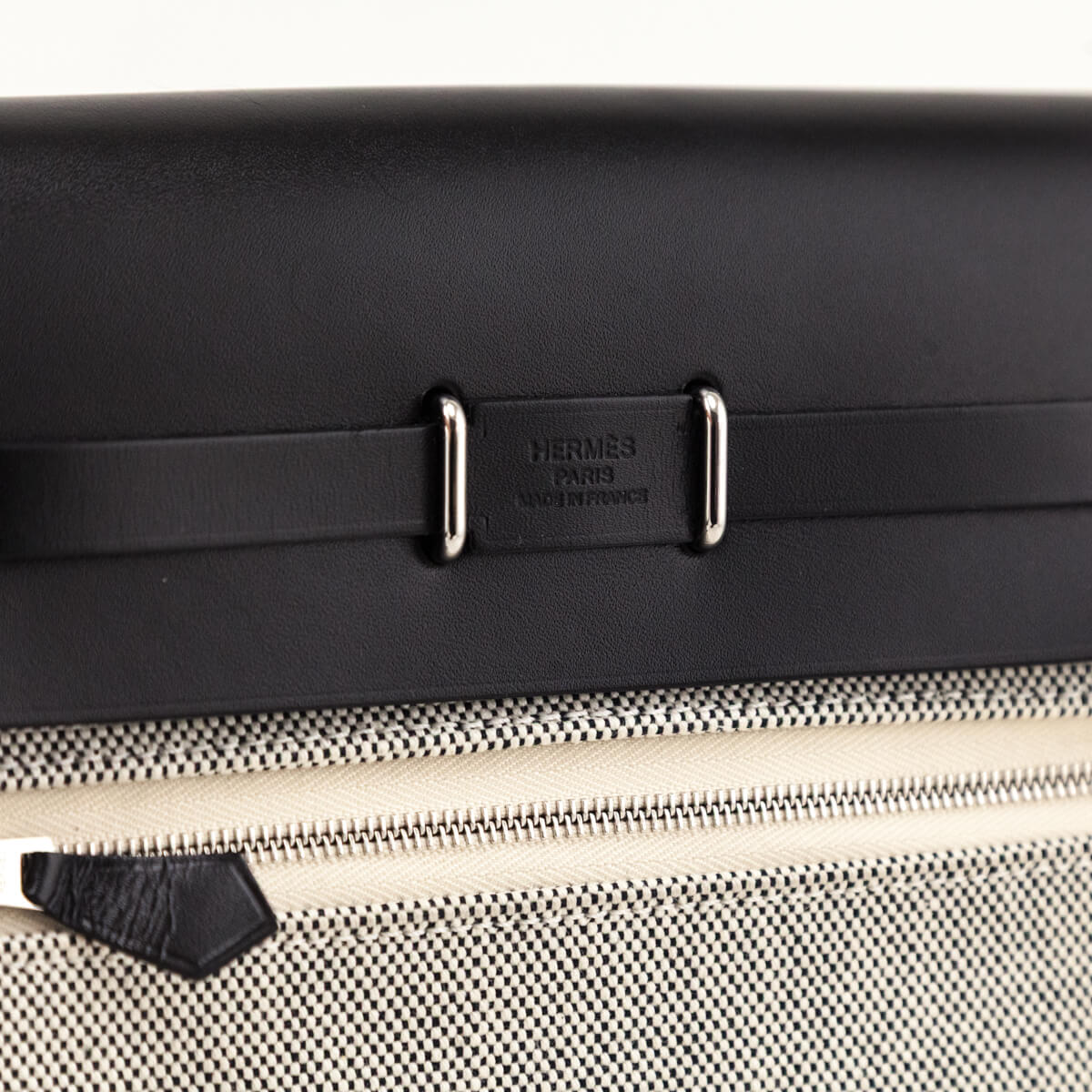 Hermes Ecru Black Military Toile Vache Hunter Herbag Zip Retourne 20