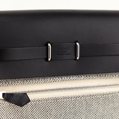 Hermes Ecru Black Military Toile Vache Hunter Herbag Zip Retourne 20