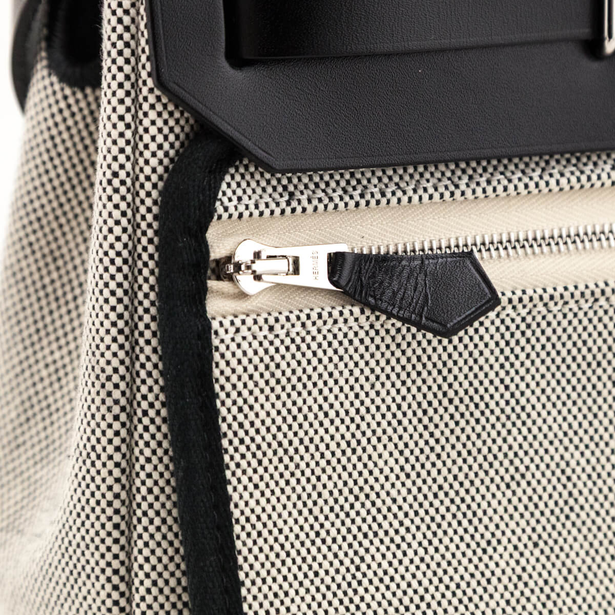 Hermes Ecru Black Military Toile Vache Hunter Herbag Zip Retourne 20