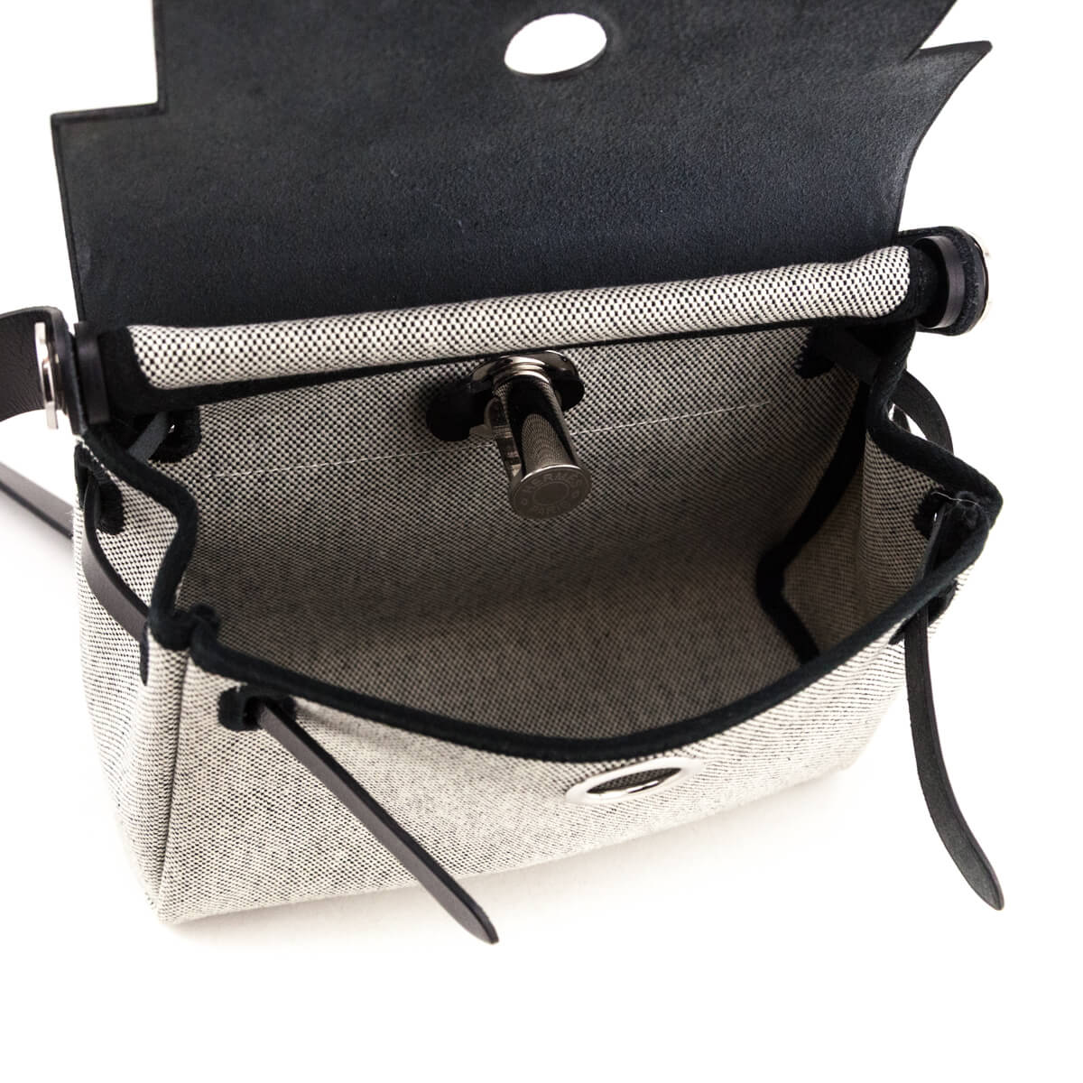 Hermes Ecru Black Military Toile Vache Hunter Herbag Zip Retourne 20