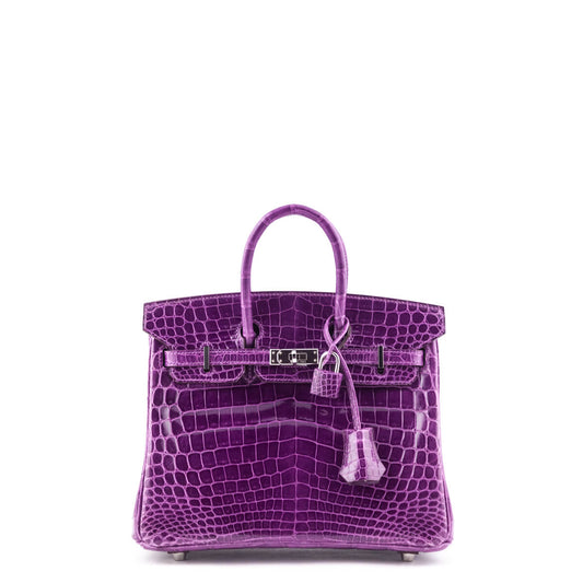 Hermes Violet Niloticus Crocodile Birkin 25