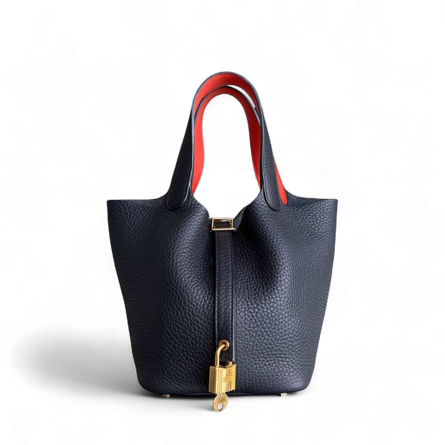 Picotin 18 - TC Clémence Cuir Bleu Nuit Quincaillerie Dorée Estampillé X — Kovancy